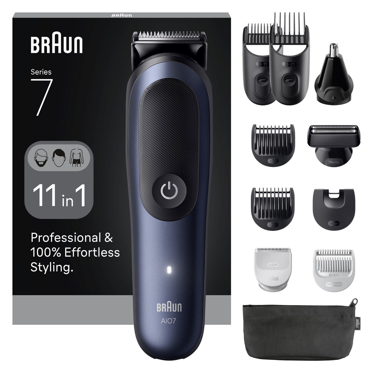 Braun 80789907 skägg/hår trimmer Mörkblå 21 Litium-Ion (Li-Ion)