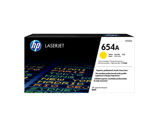 HP 654A gul original LaserJet tonerkassett