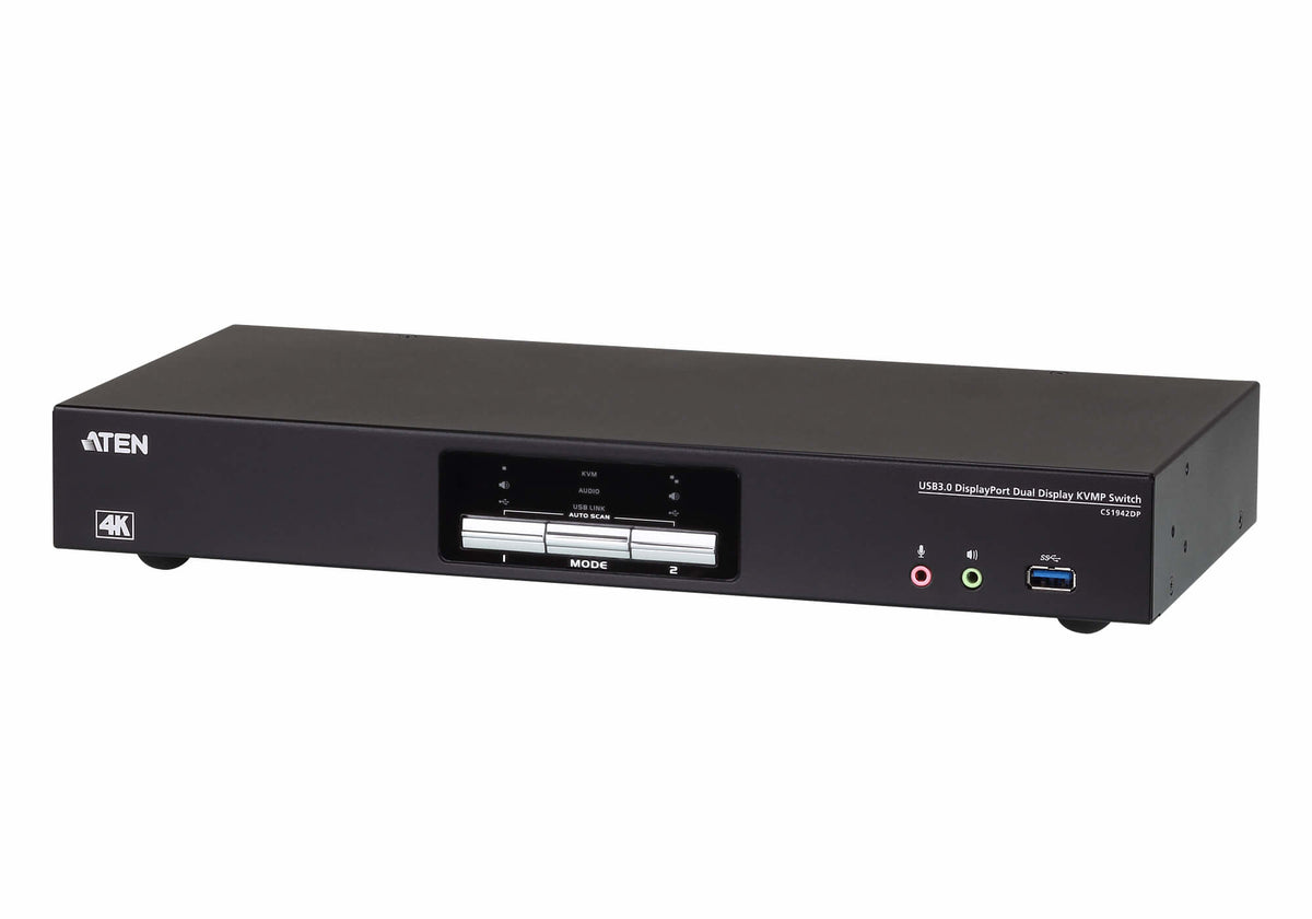ATEN USB 3.0 4K DisplayPort Dual Display KVMP-switch med 2 portar