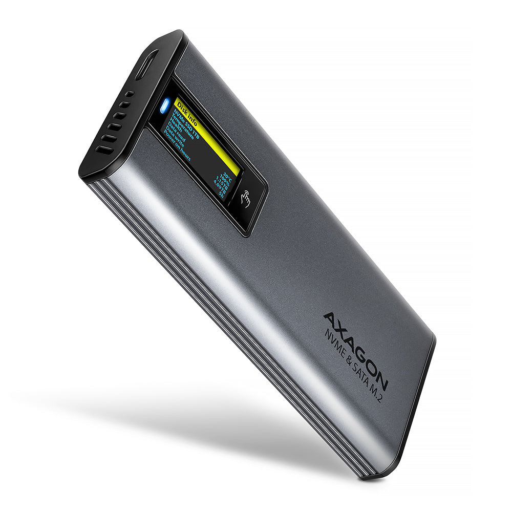 Axagon EEM2-SD2 Hölje för lagringsenheter SSD-inkapsling Grå M.2