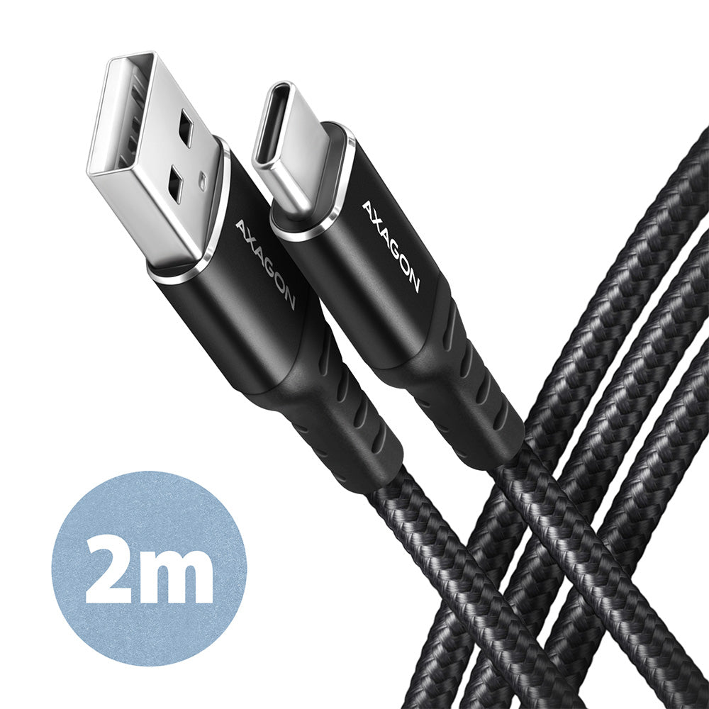 Axagon BUCM-AM20AB USB-kablar USB 2.0 2 m USB A USB C 0,48 Gbit/s Svart