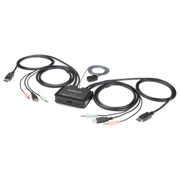 StarTech.com 2 Port USB 4K60Hz DisplayPort KVM-switch med inbyggda kablar