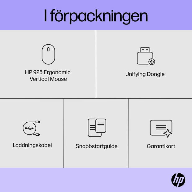 HP 925 ergonomisk vertikal mus datormus