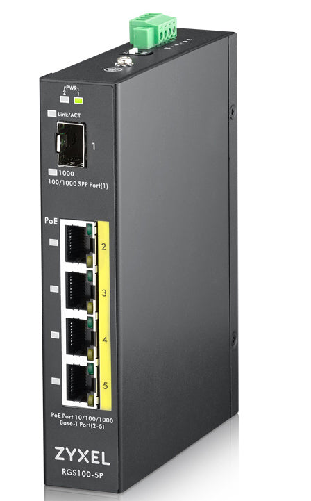 Zyxel RGS100-5P Ohanterad L2 Gigabit Ethernet (10/100/1000) Strömförsörjning via