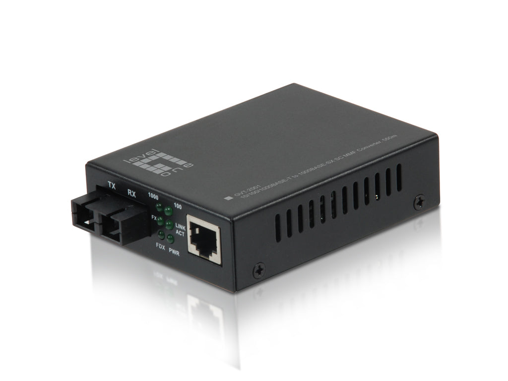 LevelOne GVT-2001 mediakonverterare för nätverk 1000 Mbit/s 850 nm Flerläge Svart
