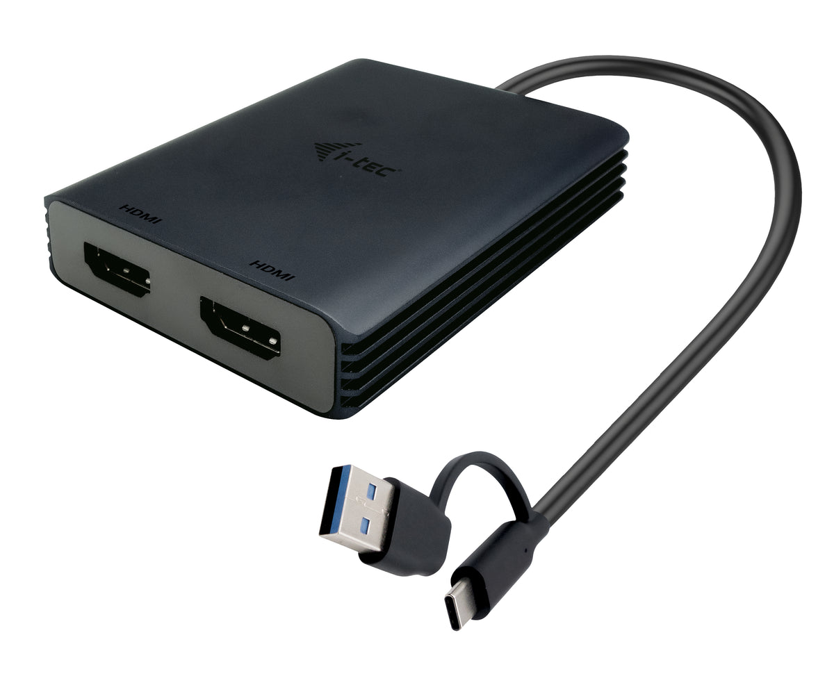 i-tec CADUAL4KHDMI videokabeladapter 0,27 m USB Type-A/USB Type-C 2 x HDMI Svart