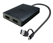 i-tec CADUAL4KHDMI videokabeladapter 0,27 m USB Type-A/USB Type-C 2 x HDMI Svart