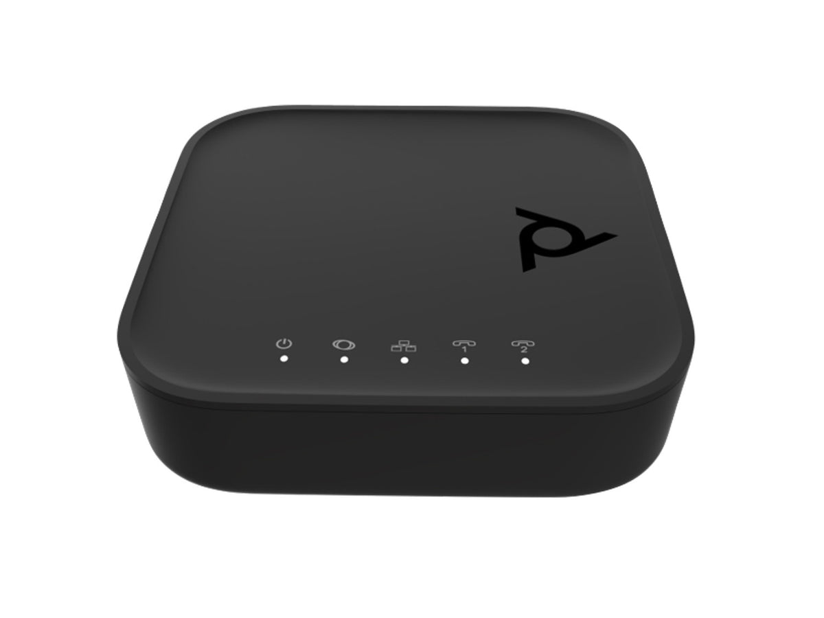 HP Poly ATA 402 2FXS VoIP-adapter för röstport med öppen SIP och nätaggregat