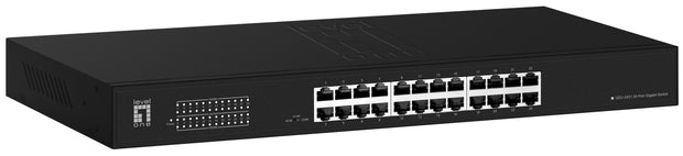 LevelOne Switch 24x GE GEU-2431 19\" Rack Mount Kit Ohanterad Gigabit Ethernet (10/100/1000) 1U Svart"