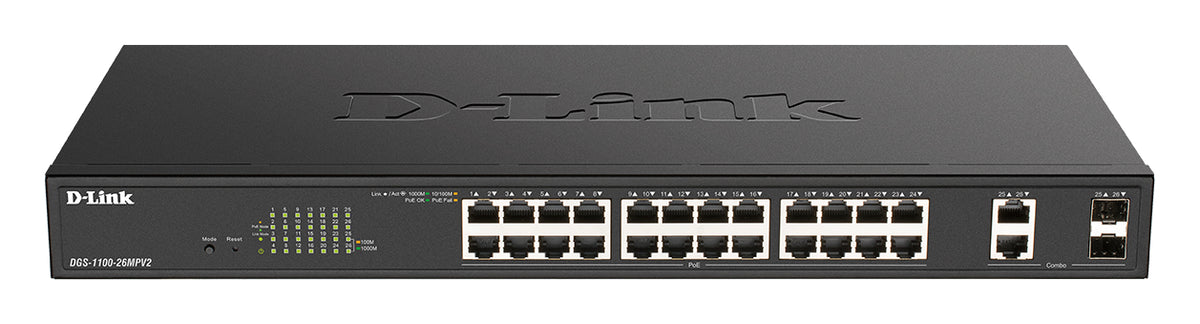 D-Link DGS-1100-26MPV2/B hanterad L2 Gigabit Ethernet (10/100/1000) Strömförsörjning
