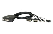 ATEN 2-portars KVM-switch med USB DVI-kabel och fjärrportsväljare