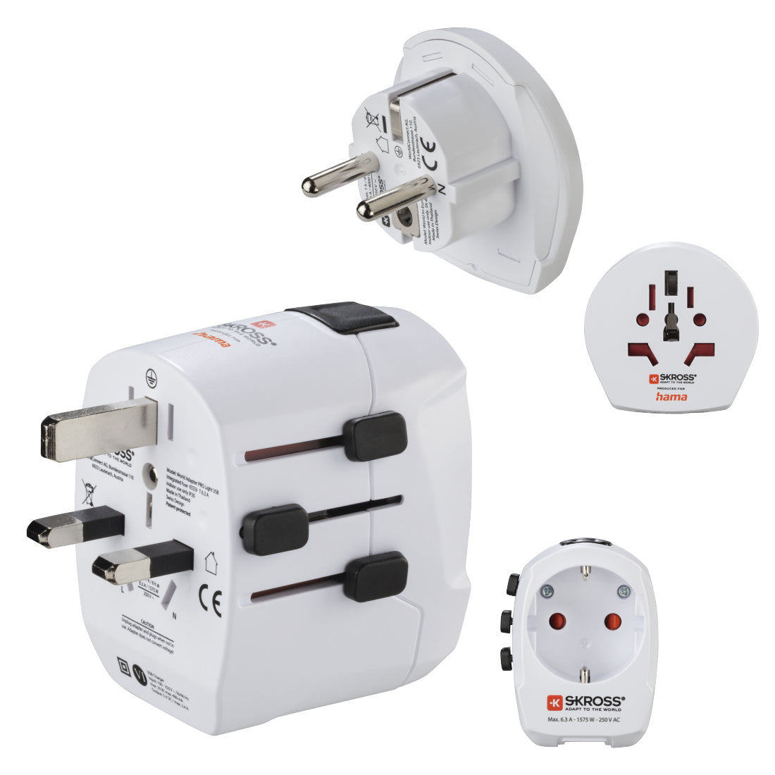 Hama World Travel Pro Light USB reseadaptrar Universal Vit
