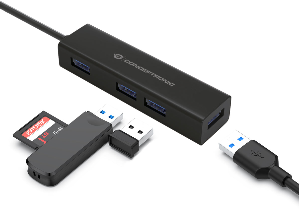 Conceptronic HUBBIES07B gränssnittshubbar USB 3.2 Gen 1 (3.1 Gen 1) Type-C 5000 Mbit/s Svart