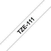 Brother TZE-111 etikett-tejp Svart på transparent