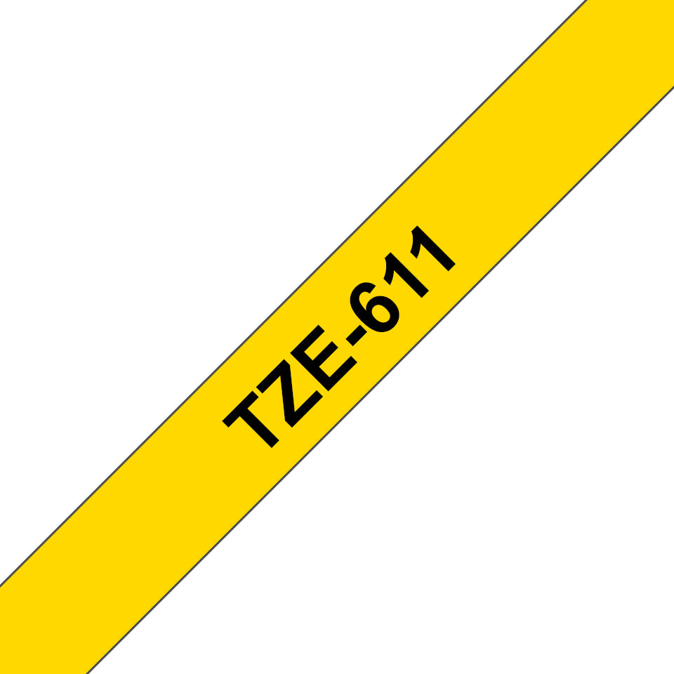 Brother TZE-611 etikett-tejp Svart på gul