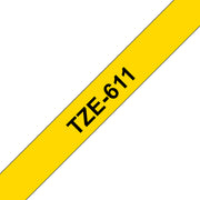 Brother TZE-611 etikett-tejp Svart på gul