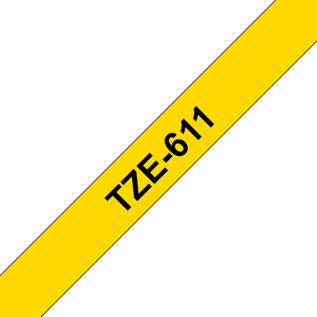 Brother TZE-611 etikett-tejp Svart på gul