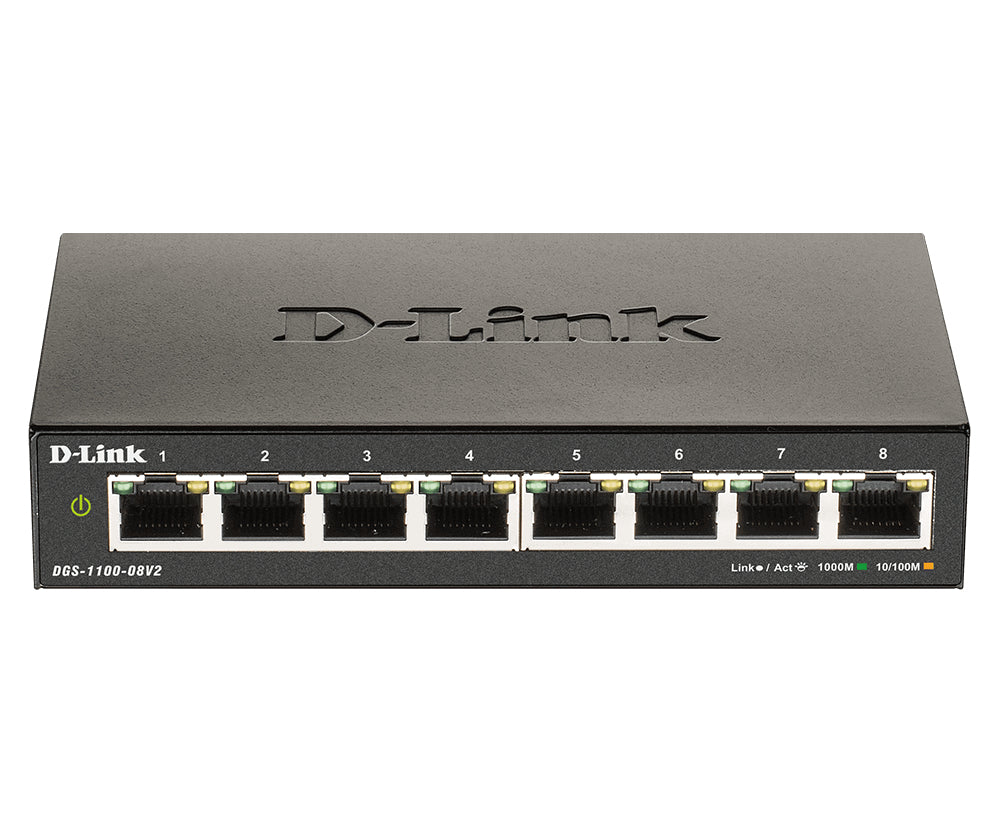 D-Link DGS-1100-08V2 hanterad L2 Gigabit Ethernet (10/100/1000) Svart