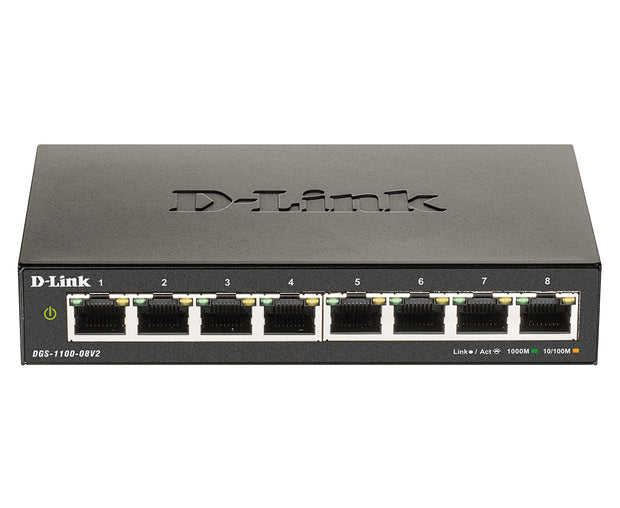 D-Link DGS-1100-08V2 hanterad L2 Gigabit Ethernet (10/100/1000) Svart
