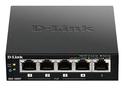 D-Link DGS-1005P/E nätverksswitchar Ohanterad Gigabit Ethernet (10/100/1000)