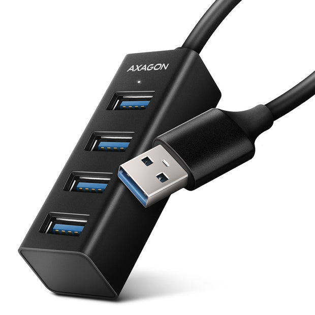 Axagon HUE-M1A gränssnittshubbar USB 3.2 Gen 1 (3.1 Gen 1) Type-A 5000 Mbit/s Svart