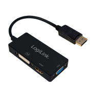 LogiLink CV0109 videokabeladapter 0,15 m DisplayPort VGA + HDMI + DVI Svart
