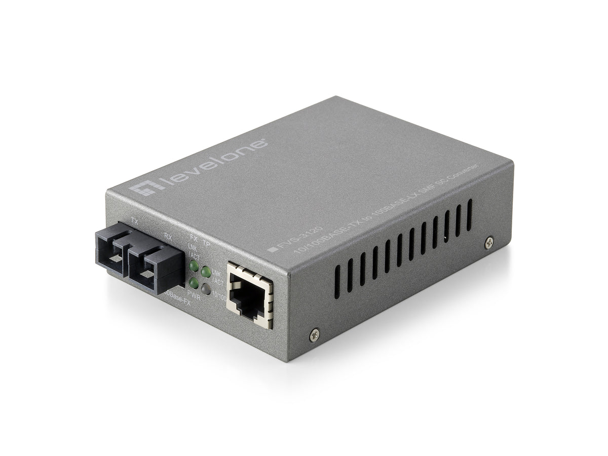 LevelOne FVS-3120 mediakonverterare för nätverk 100 Mbit/s Enkelläge Grå - 1x100M