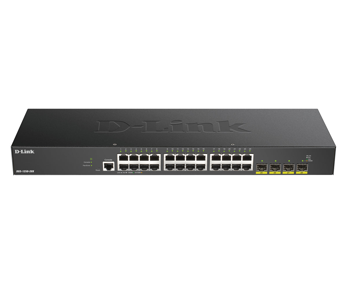 D-Link DGS-1250-28X hanterad L3 Gigabit Ethernet (10/100/1000) Svart