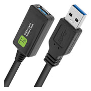 Techly ICUR3050G USB-kablar USB 3.2 Gen 1 (3.1 Gen 1) 5 m USB A Svart