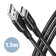 Axagon BUCM-AM15AB USB-kablar USB 2.0 1,5 m USB A USB C 0,48 Gbit/s Svart