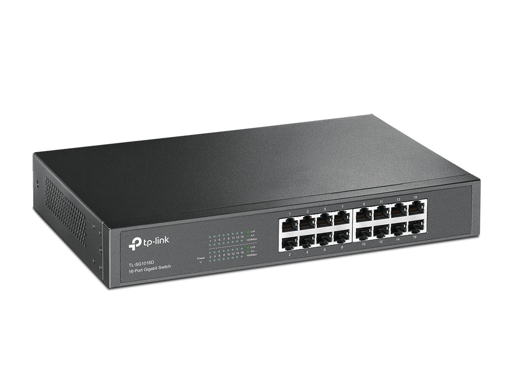 TP-Link TL-SG1016D Ohanterad Gigabit Ethernet (10/100/1000) Svart