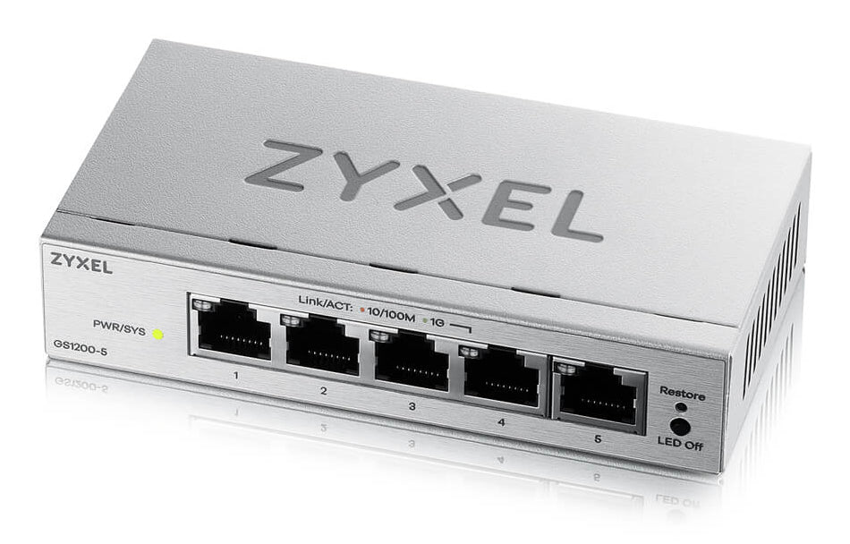 Zyxel GS1200-5V3 hanterad L2 Gigabit Ethernet (10/100/1000) Skrivbord Grå