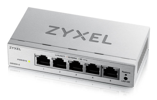Zyxel GS1200-5V3 hanterad L2 Gigabit Ethernet (10/100/1000) Skrivbord Grå