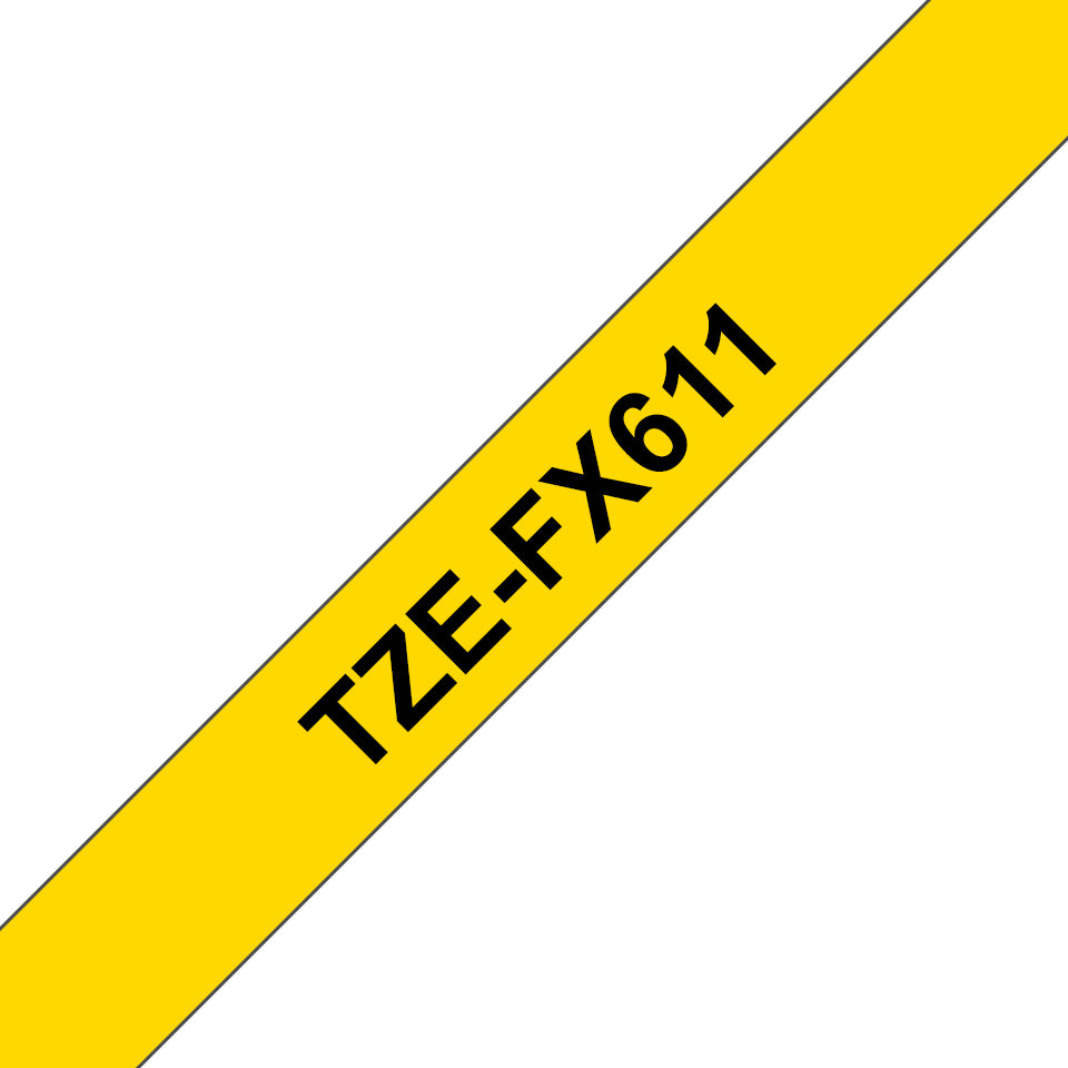 Brother TZE-FX611 etikett-tejp Svart på gul