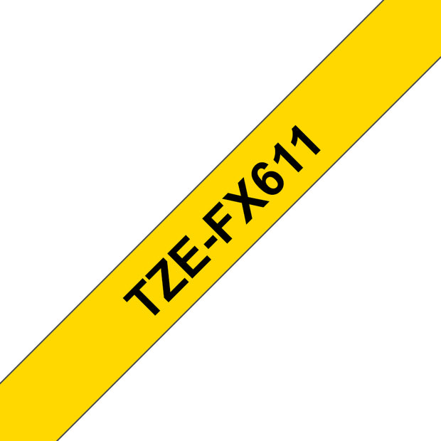 Brother TZE-FX611 etikett-tejp Svart på gul