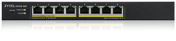 Zyxel GS1915-8EP hanterad L2 Gigabit Ethernet (10/100/1000) Strömförsörjning via