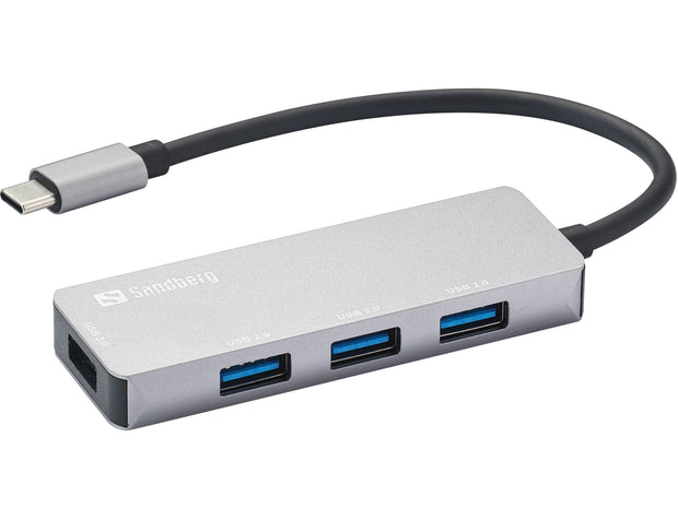 Sandberg 336-32 gränssnittshubbar USB 3.2 Gen 1 (3.1 Gen 1) Type-C 5000 Mbit/s Grå