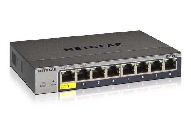 NETGEAR GS108T hanterad L2 Gigabit Ethernet (10/100/1000) Grå