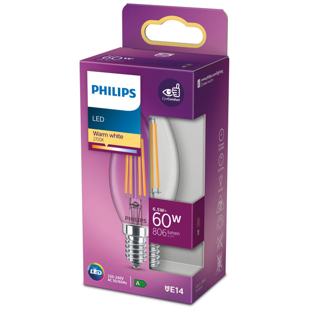 Philips Filamentkronljuskälla klar 60 W B35 E14