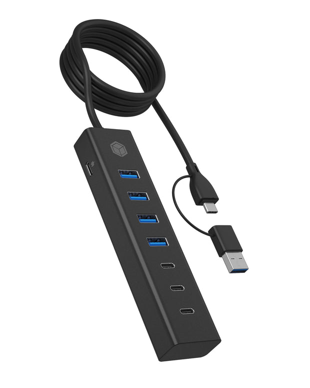 ICY BOX IB-HUB1737-C3 USB 3.2 Gen 1 (3.1 Gen 1) Type-C 5000 Mbit/s Svart