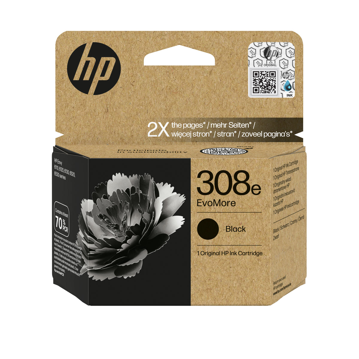 HP 308e EvoMore svart originalbläckpatron