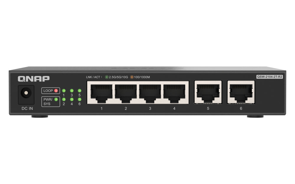 QNAP QSW-2104-2T-R2 nätverksswitchar Ohanterad 10G Ethernet (100/1000/10000)