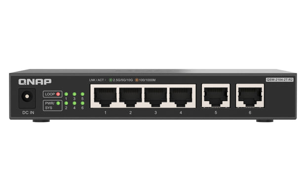 QNAP QSW-2104-2T-R2 nätverksswitchar Ohanterad 10G Ethernet (100/1000/10000)