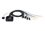 ATEN 2-portars USB 4K KVM-switch med HDMI-kabel och fjärrportsväljare