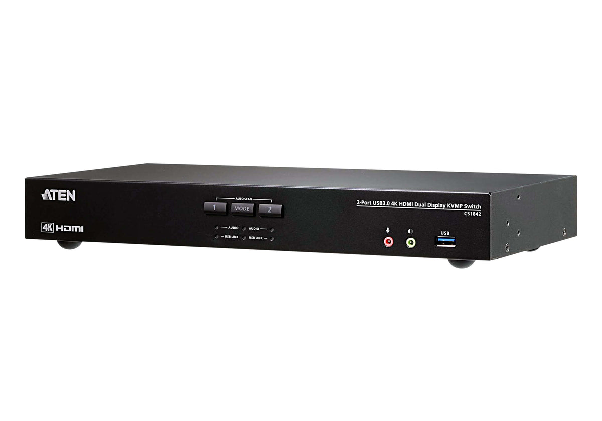 ATEN 2-portars USB 3.0 4K HDMI dubbelvisningsenhet KVMP-switch