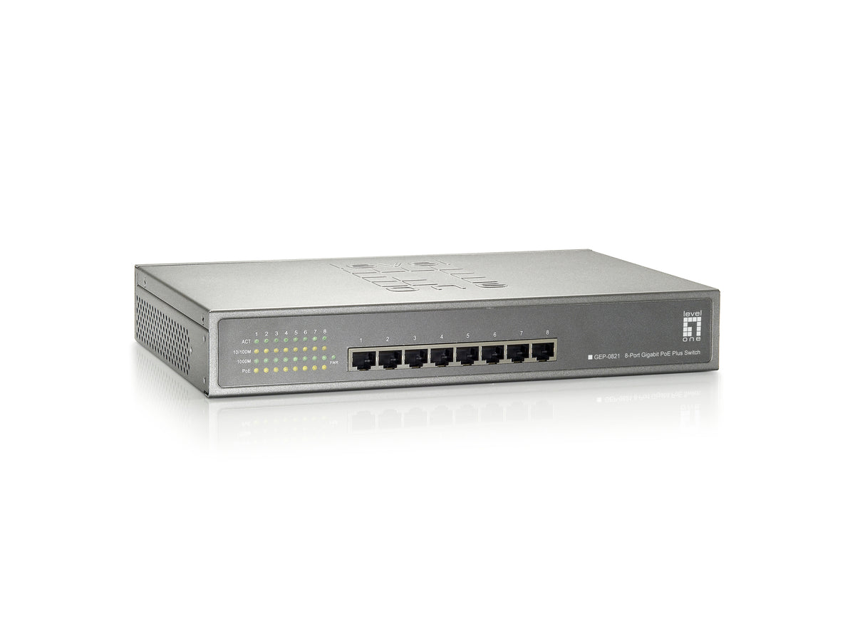 LevelOne GEP-0821 nätverksswitchar Gigabit Ethernet (10/100/1000) Strömförsörjning