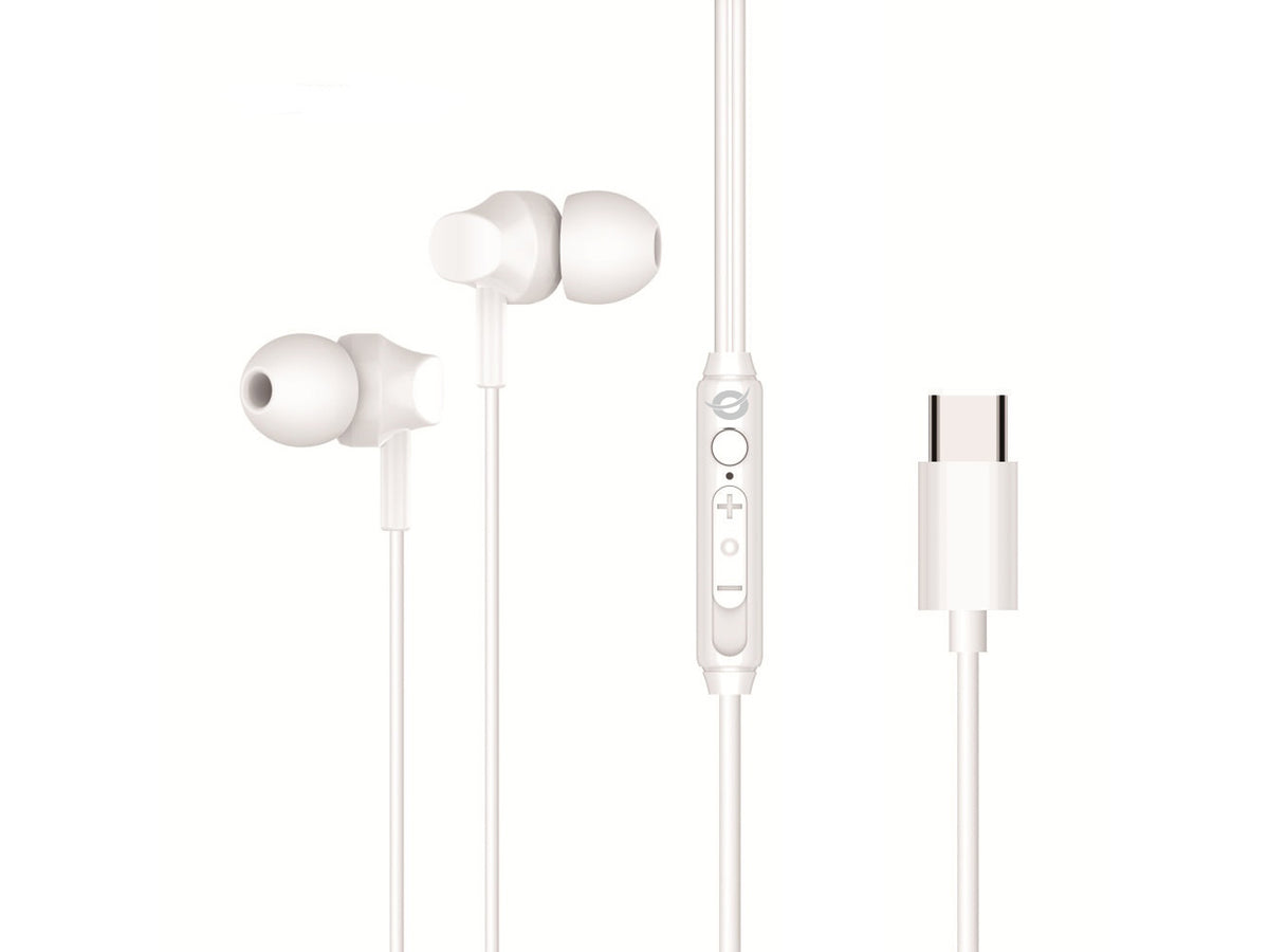 Conceptronic BRENDAN03W hörlur och headset Kabel I öra Samtal/musik USB Type-C Vit