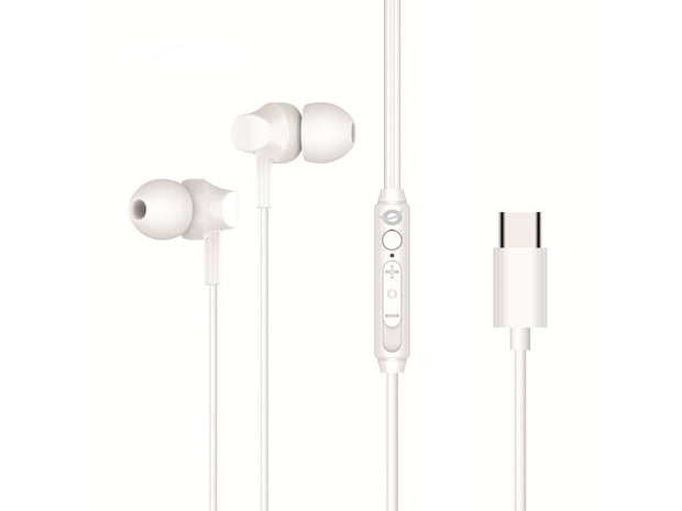 Conceptronic BRENDAN03W hörlur och headset Kabel I öra Samtal/musik USB Type-C Vit