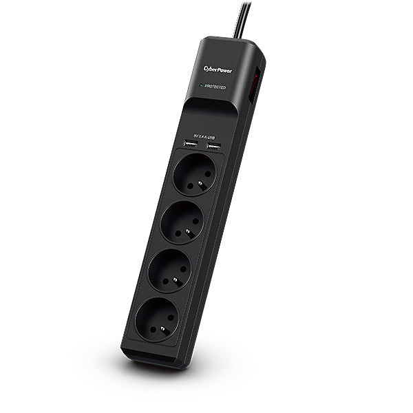 CyberPower Tracer III P0420SUD0-FR överspänningsskydd Svart 4 AC-utgångar 200