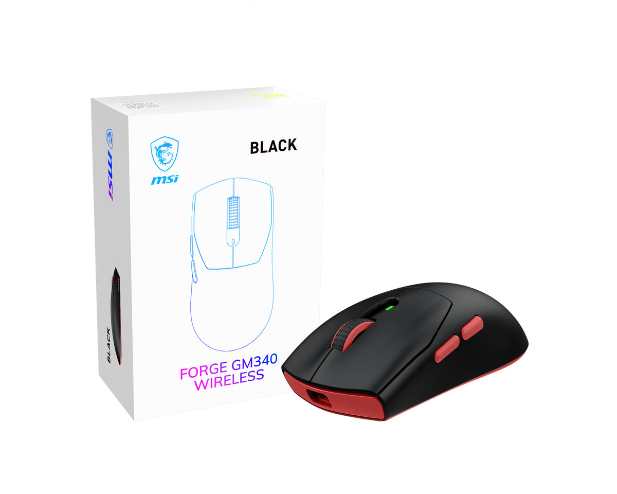 MSI Forge Gm340 Wireless Black datormöss Spela Ambidextrous Trådlös RF +